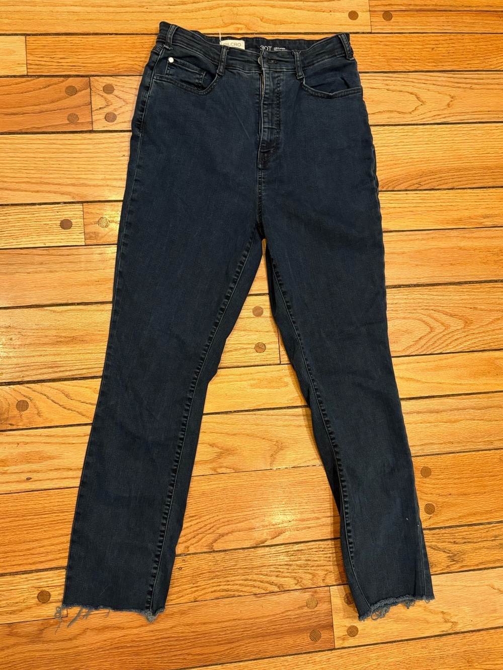 Pilcro Anthropologie High-Rise Dark stretch Indigo Straight Jeans 30 T cropped
